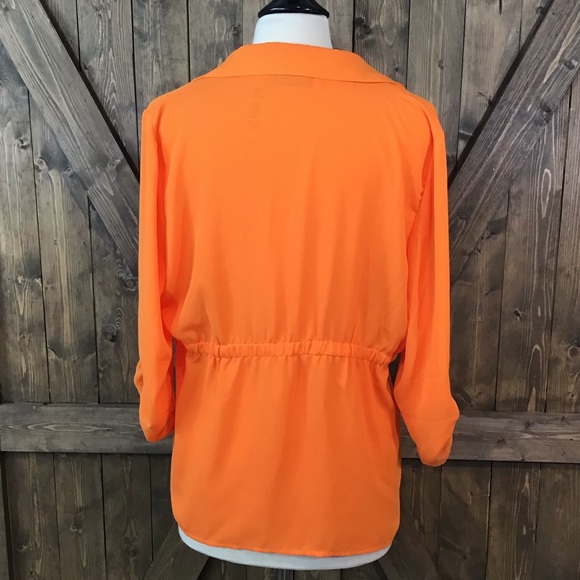☘️ Chico’s Sheer Bright Orange Jacket/Cardigan - Picture 4 of 5